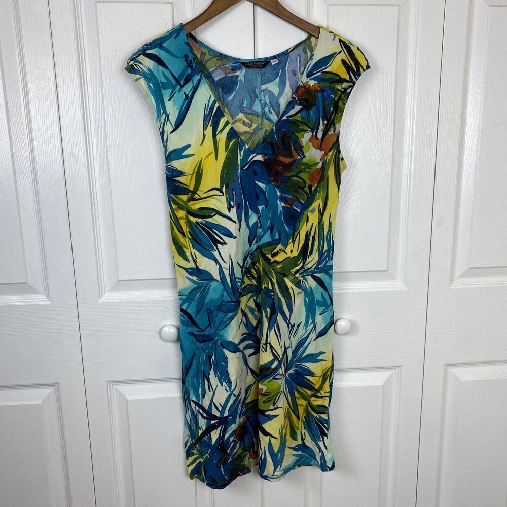 Jams World Small S 50 Years Hawaiian Floral Leaf Dress Mini Short Shift Hawaii